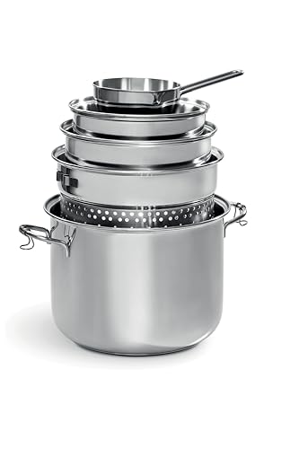 Barazzoni Camping Set 8 Pezzi Batteria Pentole Inox 18/10