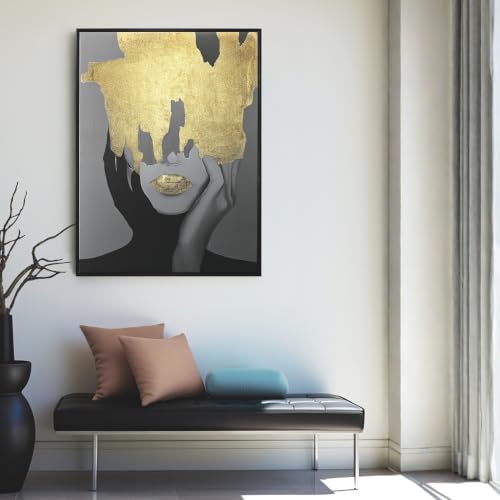 Wald Voilà quadro 60x80 Donna foglia oro con cornice