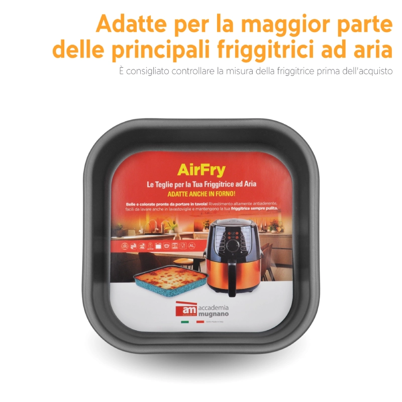 Accademia Mugnano AirFry set 2 teglie quadrate azzurra+crema