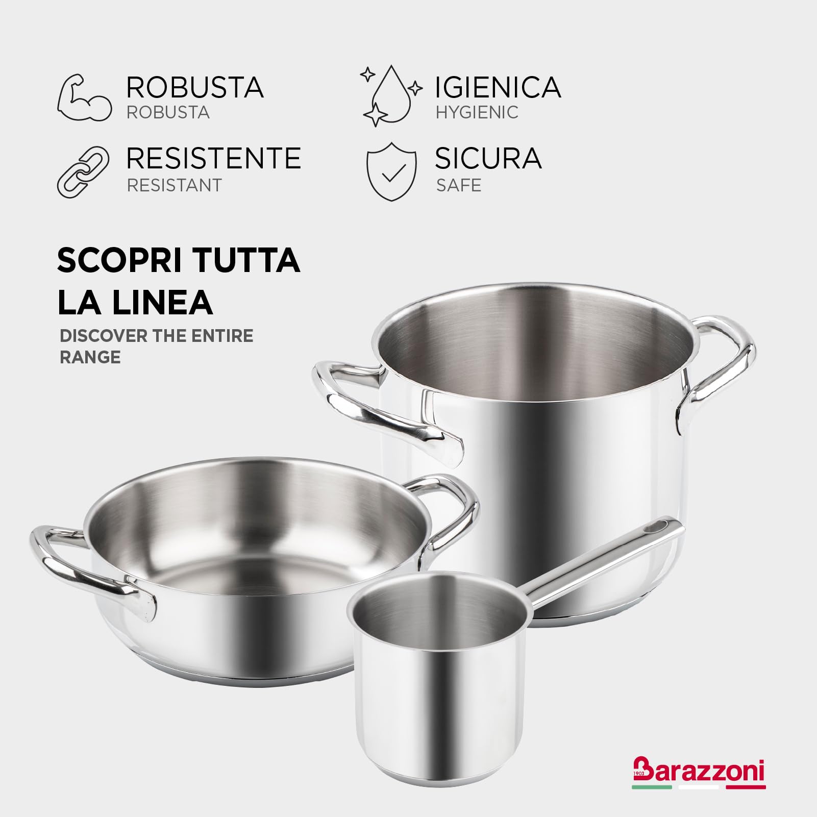 Barazzoni Chef Line Casseruola 22 cm 3,8 L Acciaio Induzione