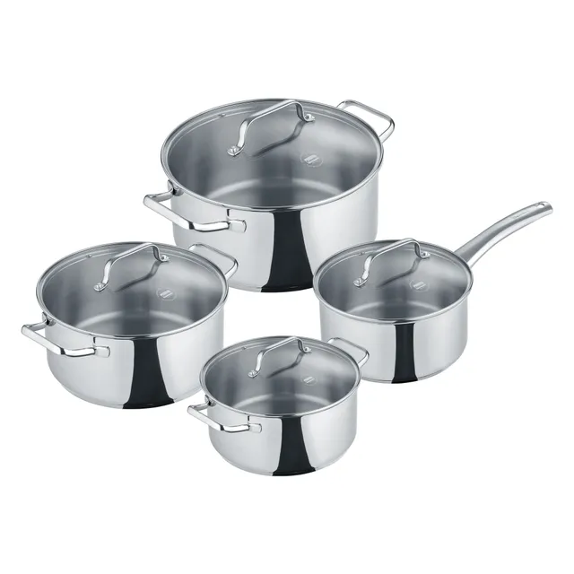 Berndes b.urban set pentole acciaio 5 pezzi coperchi vetro