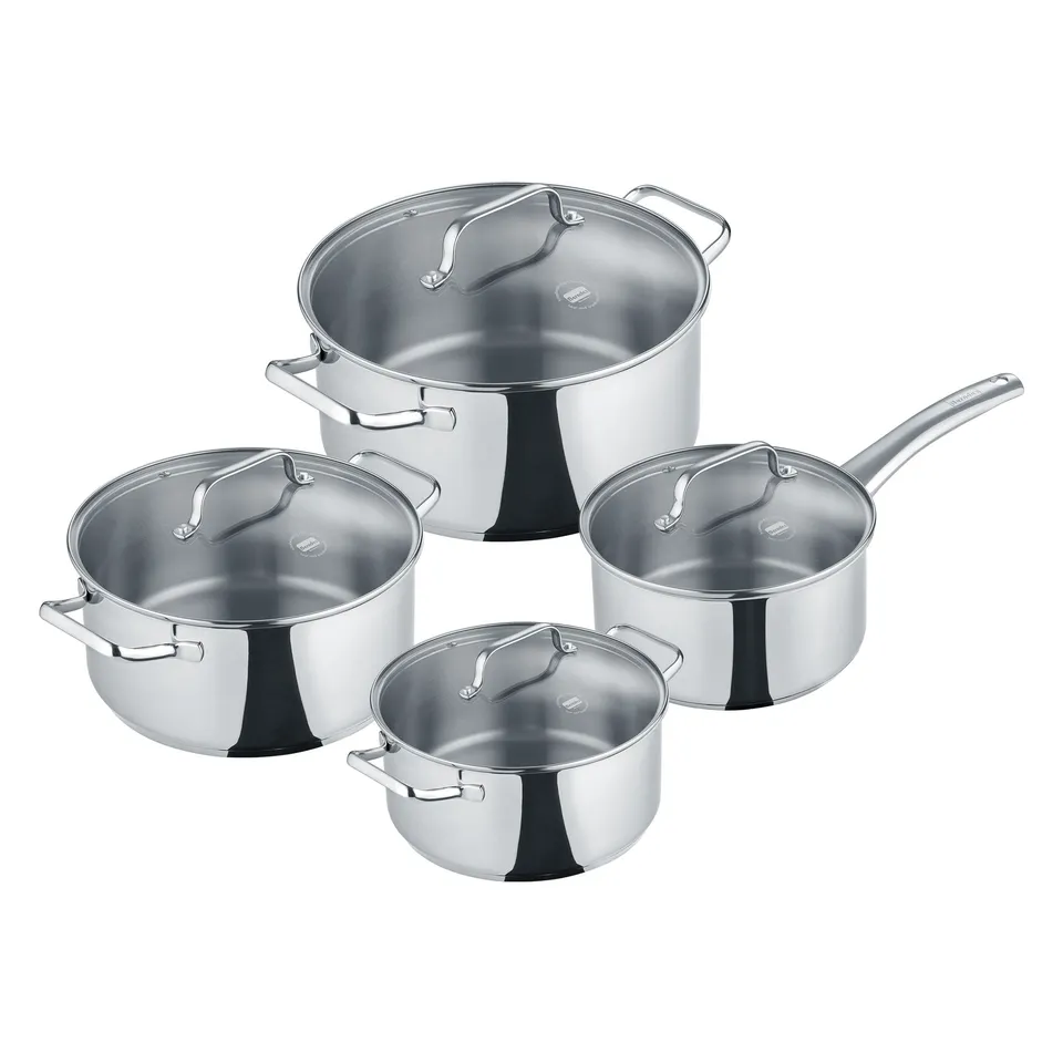 Berndes b.urban set pentole acciaio 5 pezzi coperchi vetro