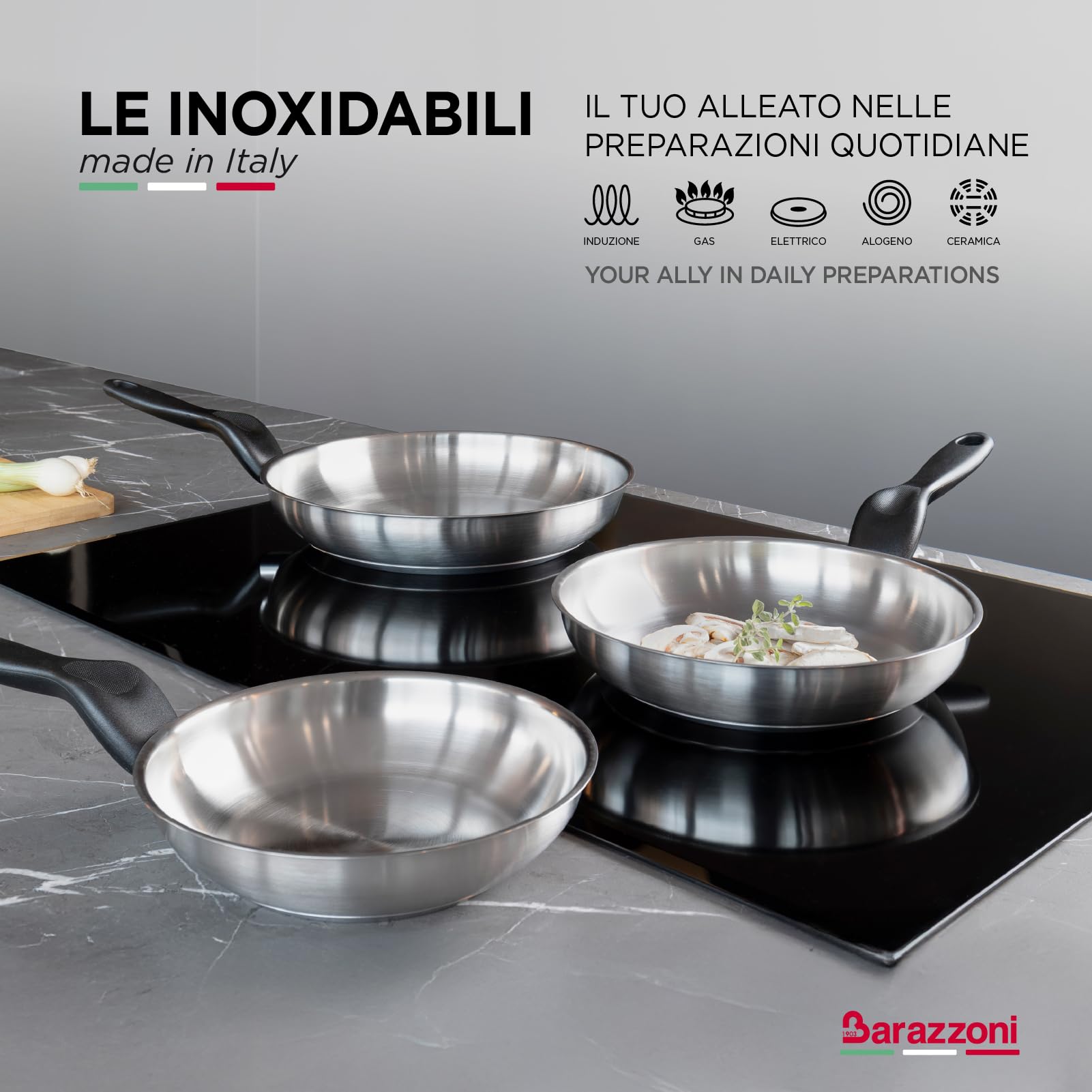 Barazzoni Le Inoxidabili Saltapasta Wok 28 cm 3,7 L Inox Induzione