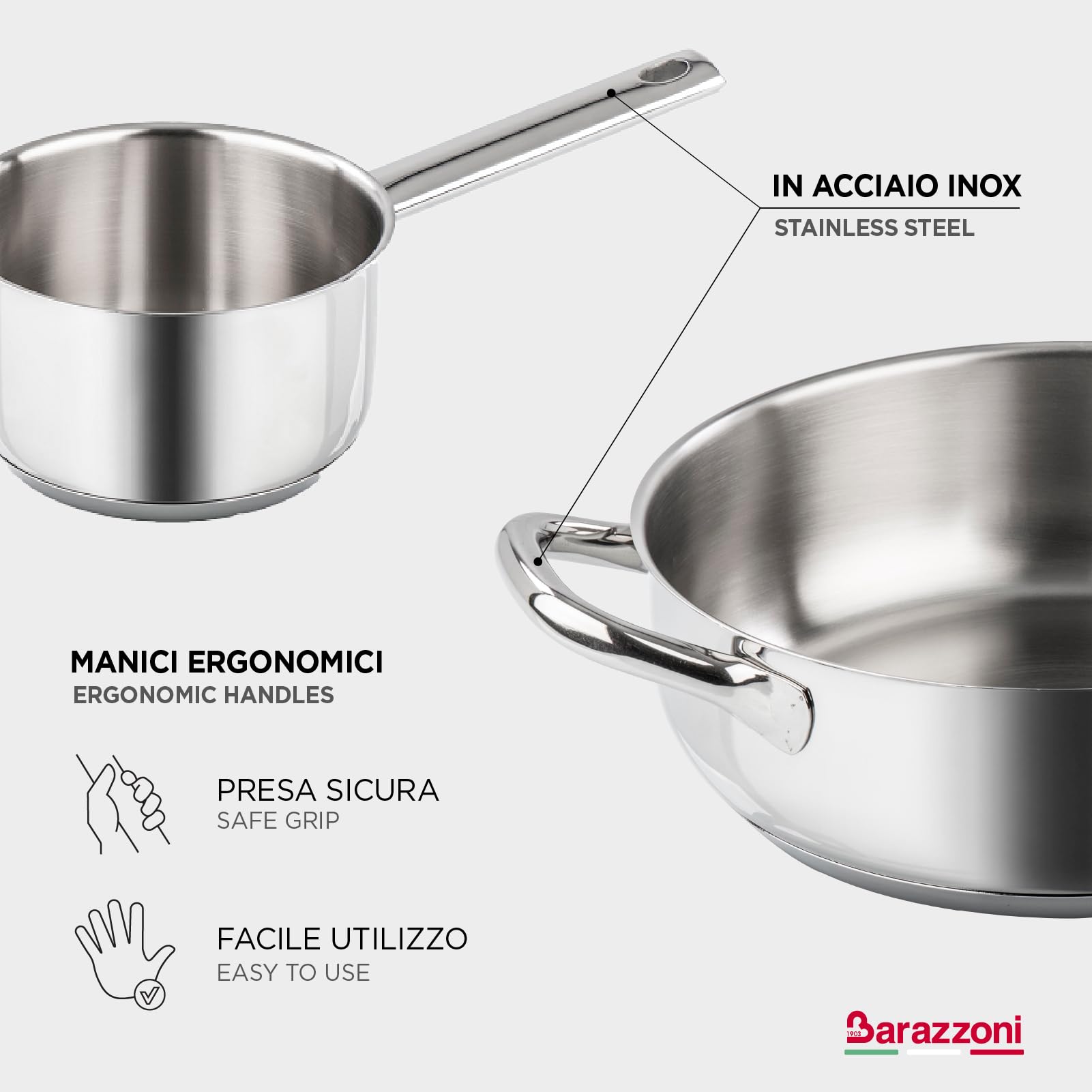 Barazzoni Chef Line Casseruola 22 cm 3,8 L Acciaio Induzione