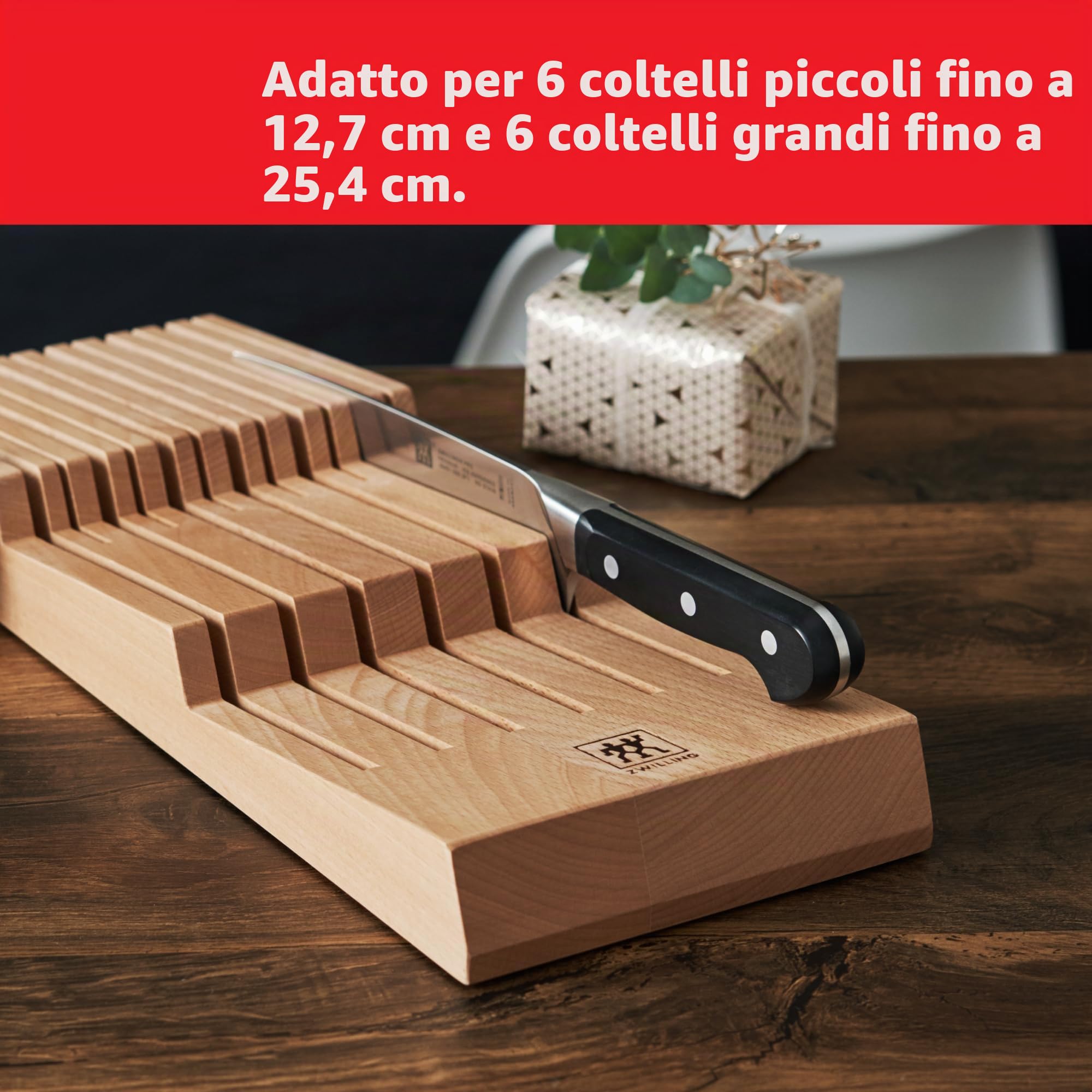 Zwilling Ceppo portacoltelli cassetto 12 scomparti faggio