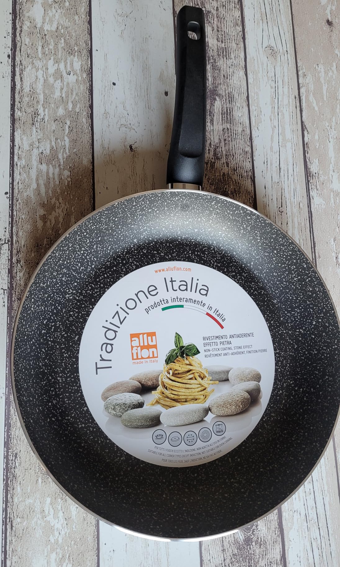 Alluflon Tradizione Italia Padella 32 cm Nero Effetto Pietra
