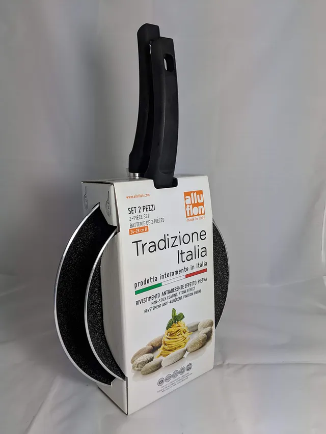 ALLUFLON Tradizione Italia Set Padelle 24-28 cm Antiaderenti Pietra