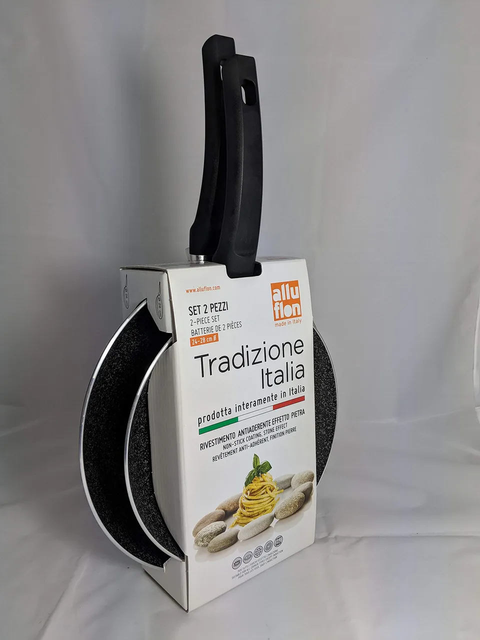 ALLUFLON Tradizione Italia Set Padelle 24-28 cm Antiaderenti Pietra