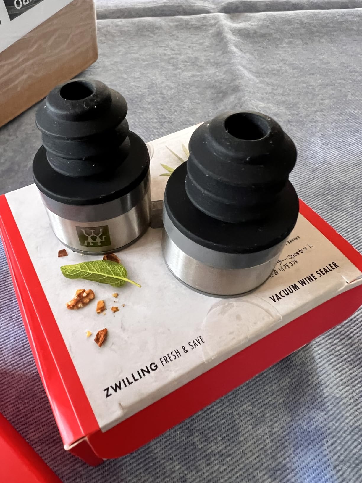 Zwilling Fresh & Save tappi vino sottovuoto 3 pezzi grigio
