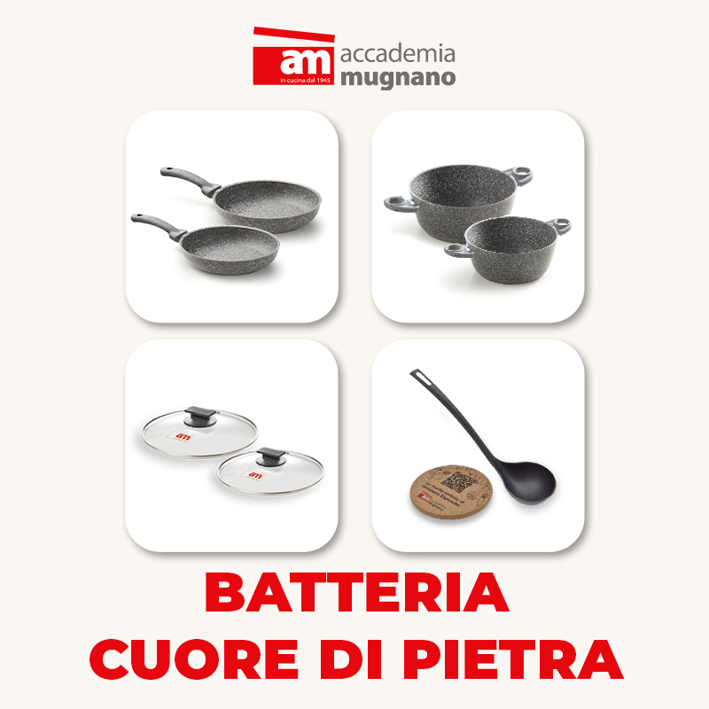 Accademia Mugnano Cuore di Pietra batteria 7 pezzi antiaderente