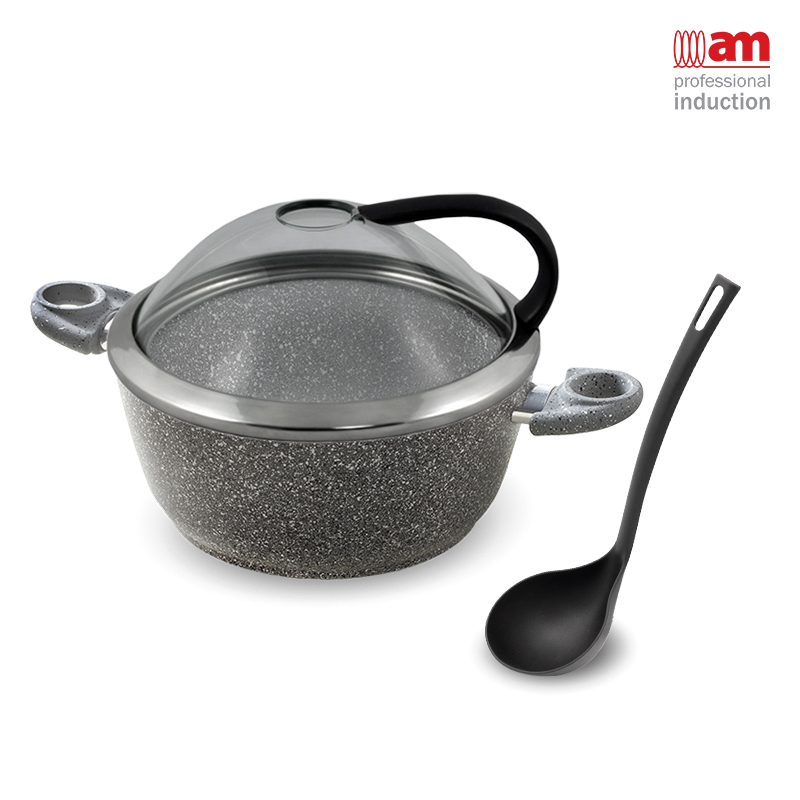 Accademia Mugnano Casseruola Pietra 28cm con Coperchio Sughiera