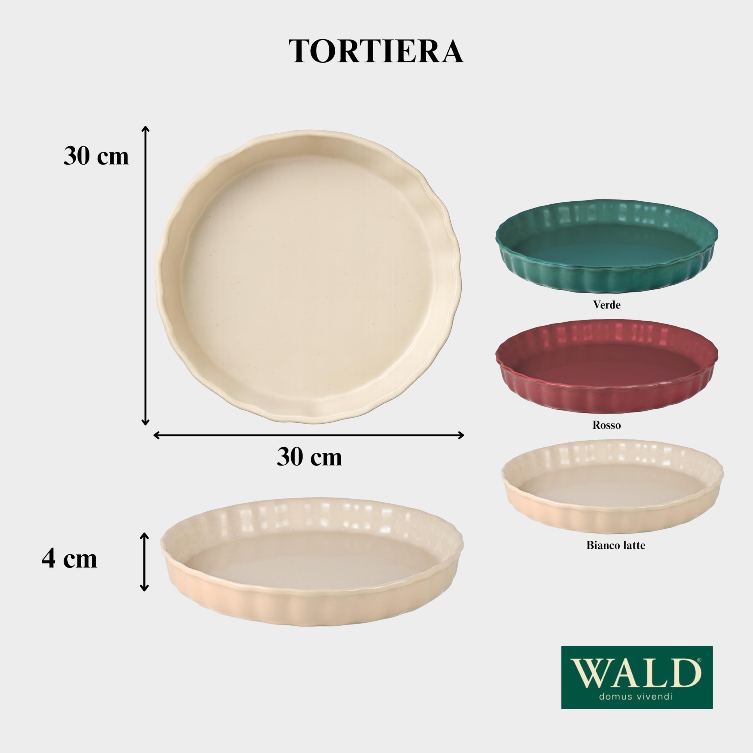 Wald Cottura Tortiera Ceramica Rotonda Verde Forno e Microonde