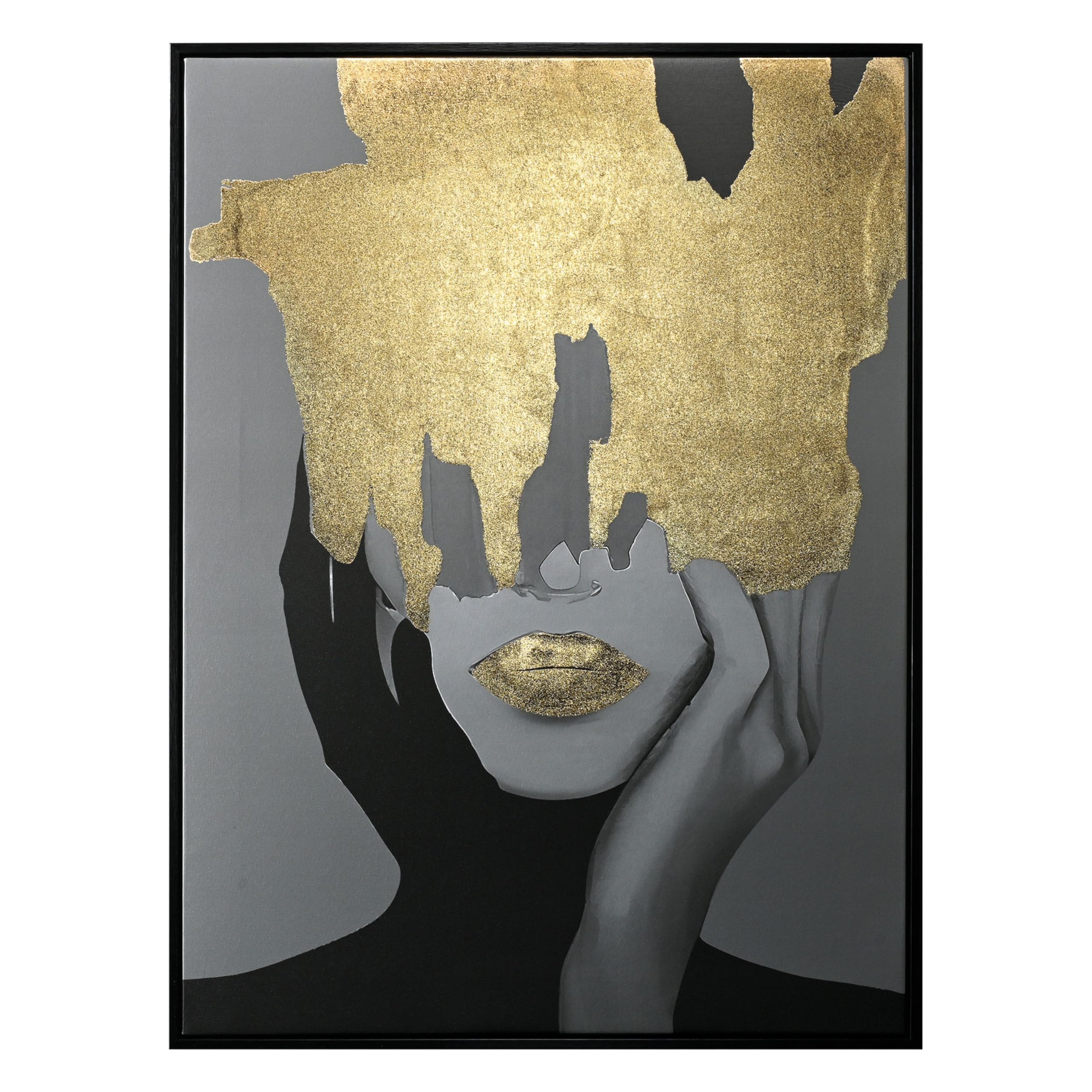 Wald Voilà quadro 60x80 Donna foglia oro con cornice