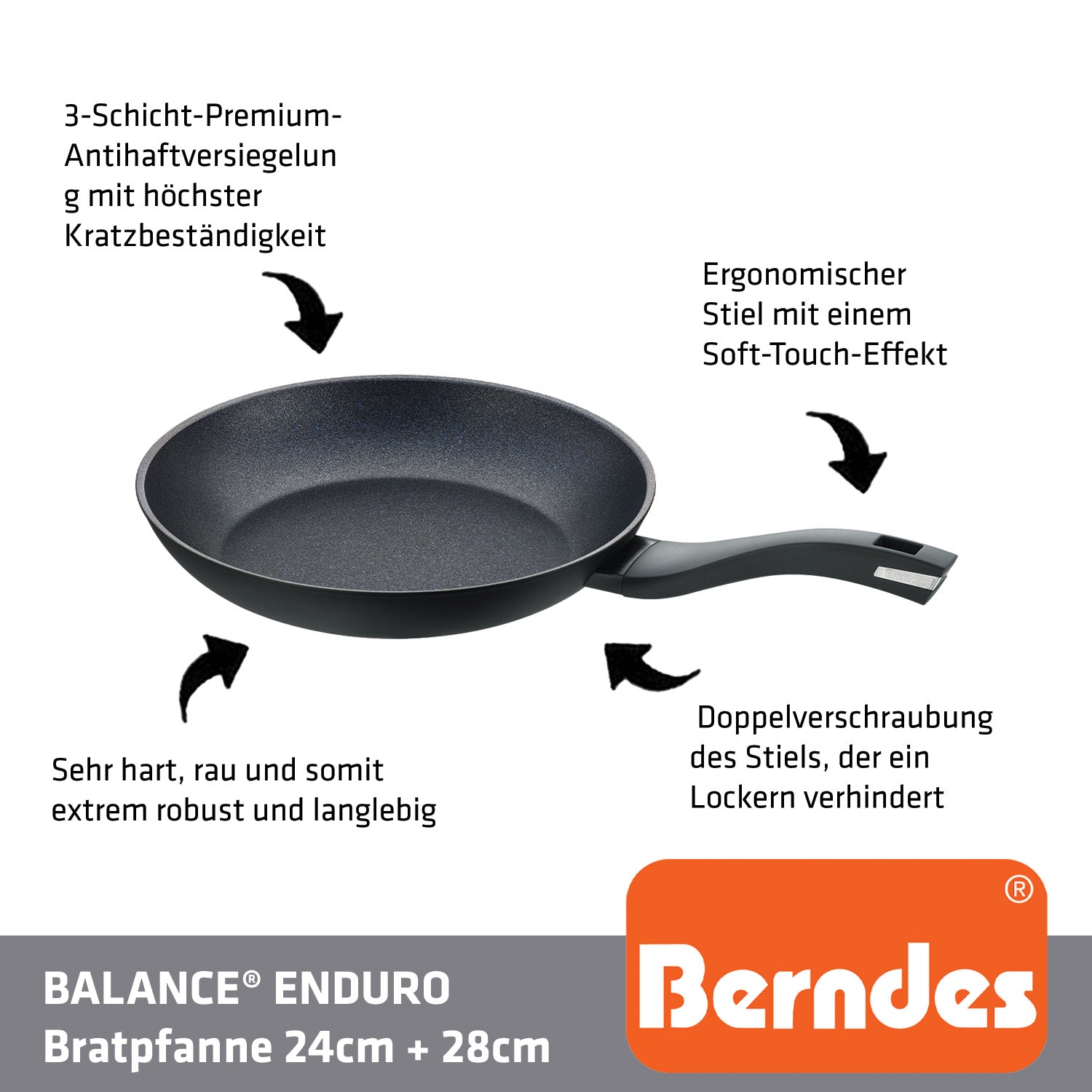 Berndes Balance Enduro set padelle 24+28 cm + spatola