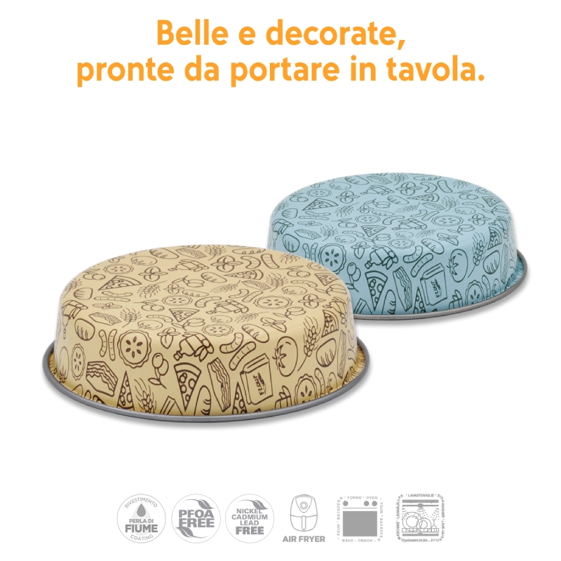 Accademia Mugnano AirFry Set 2 Teglie 18 cm Azzurra e Crema