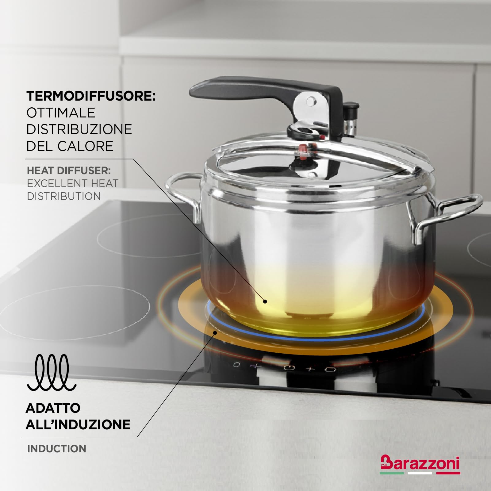 Barazzoni Basic pentola a pressione 5 litri acciaio inox