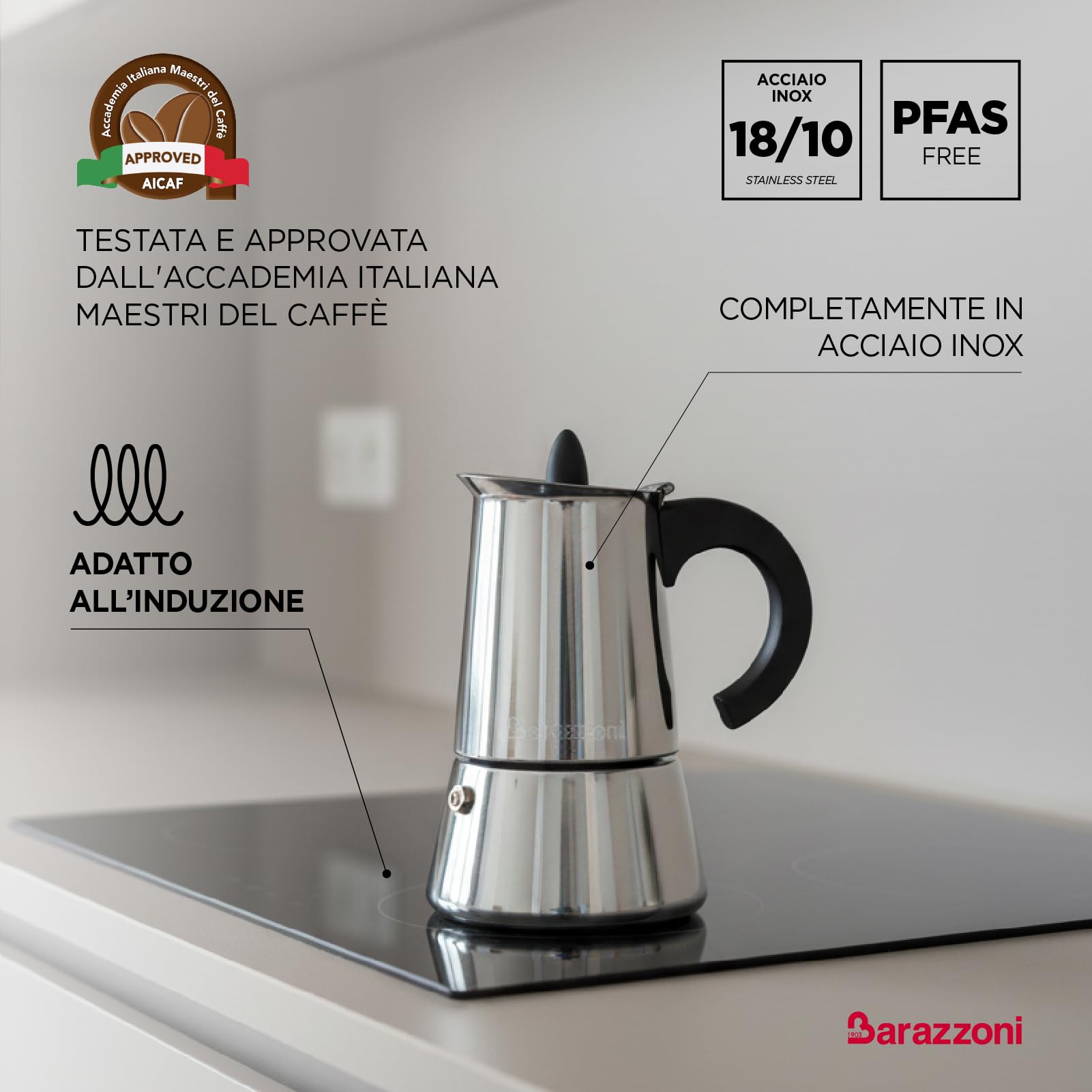 Barazzoni La Caffettiera moka inox 2 tazze induzione