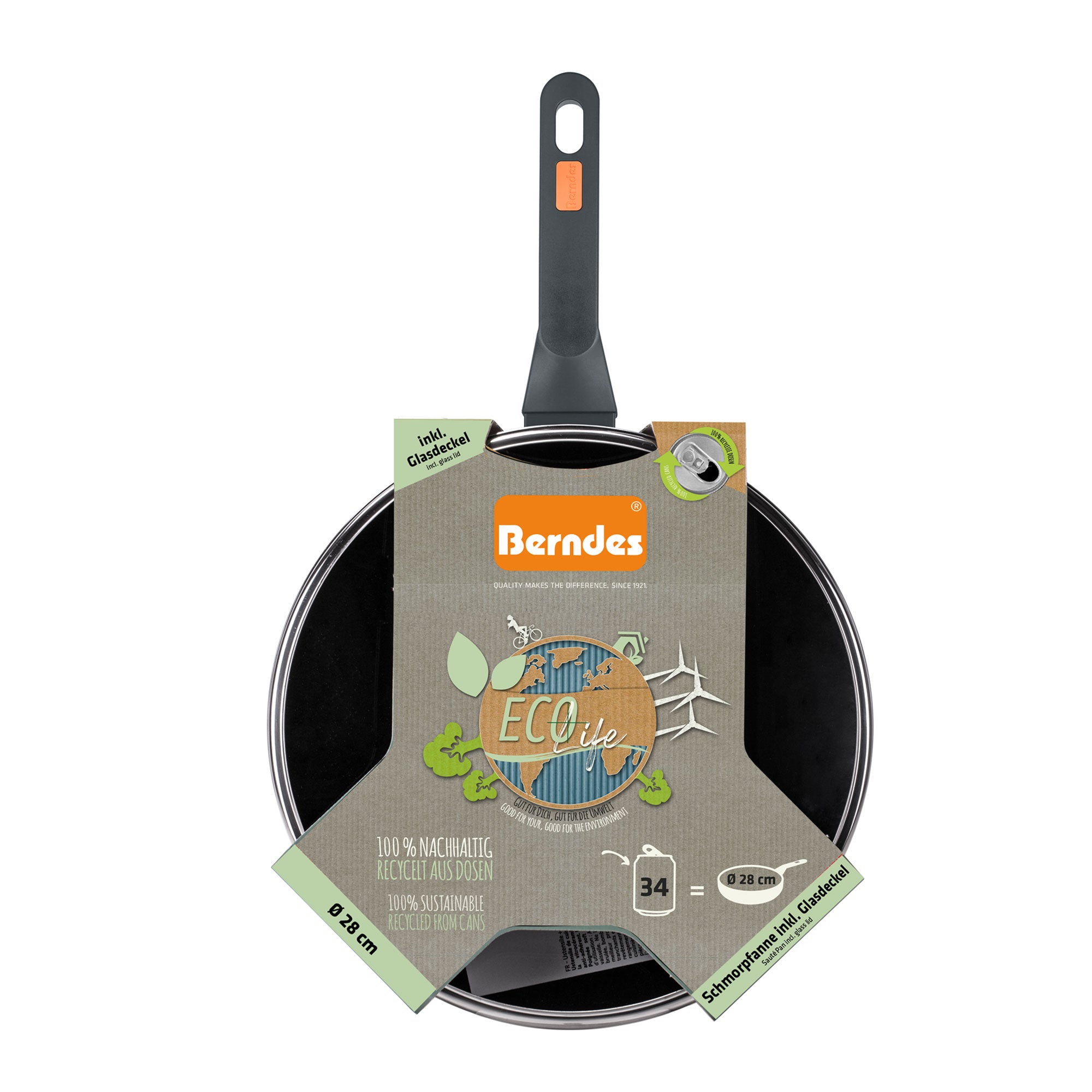 Berndes Eco Life tegame 28 cm con coperchio vetro