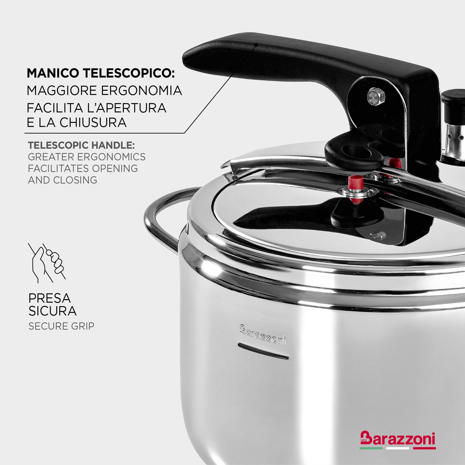 Barazzoni Basic pentola a pressione 5 litri acciaio inox