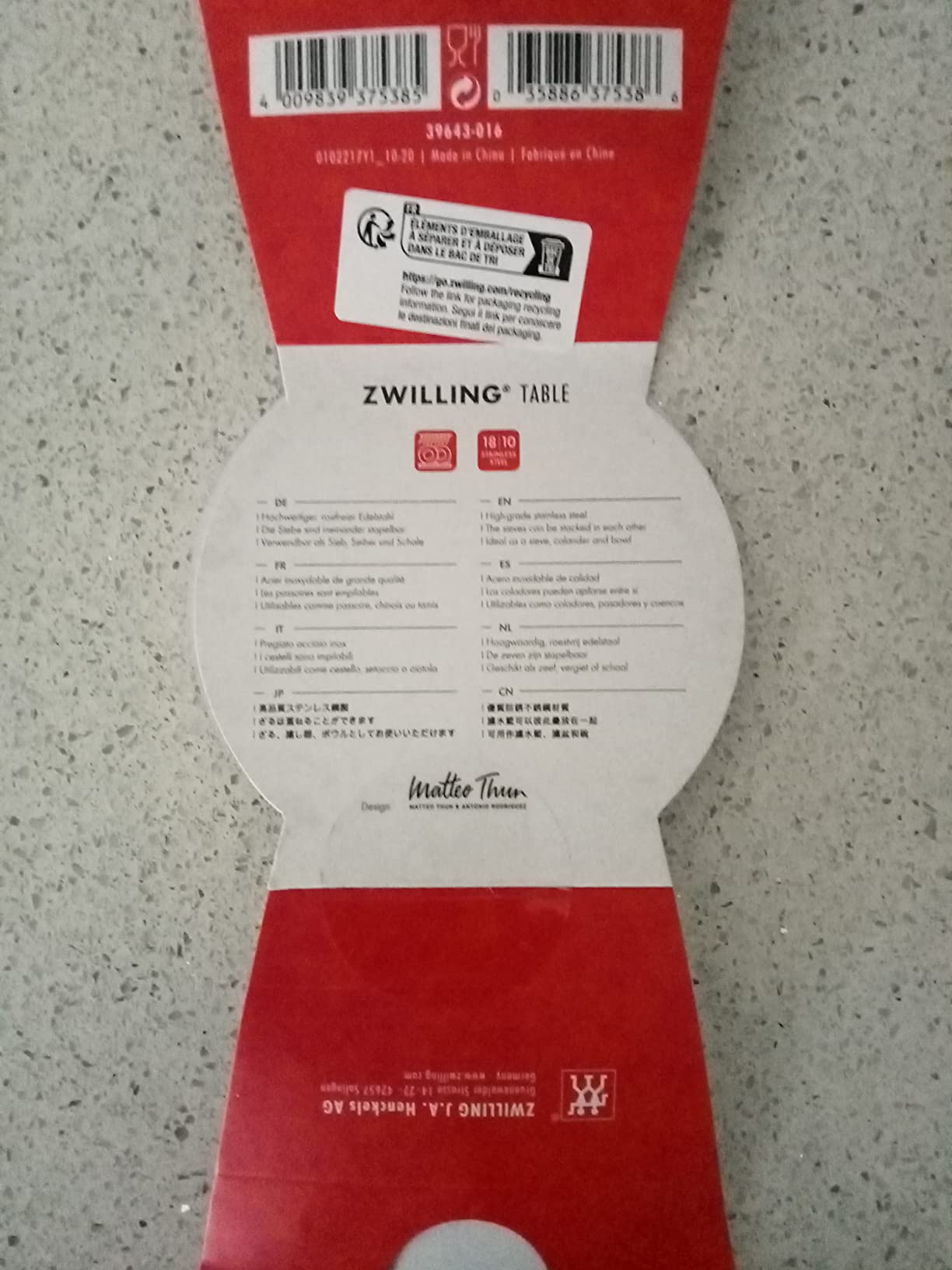 Zwilling Table Colino Acciaio Inox 16 cm con 2 Manici