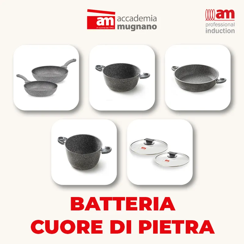 Accademia Mugnano Cuore di Pietra batteria 7 pezzi induzione