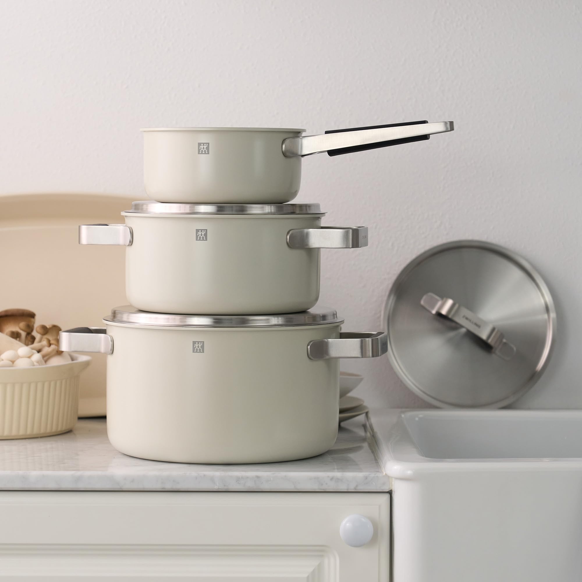 ZWILLING Pure set pentole inox 6 pezzi avorio