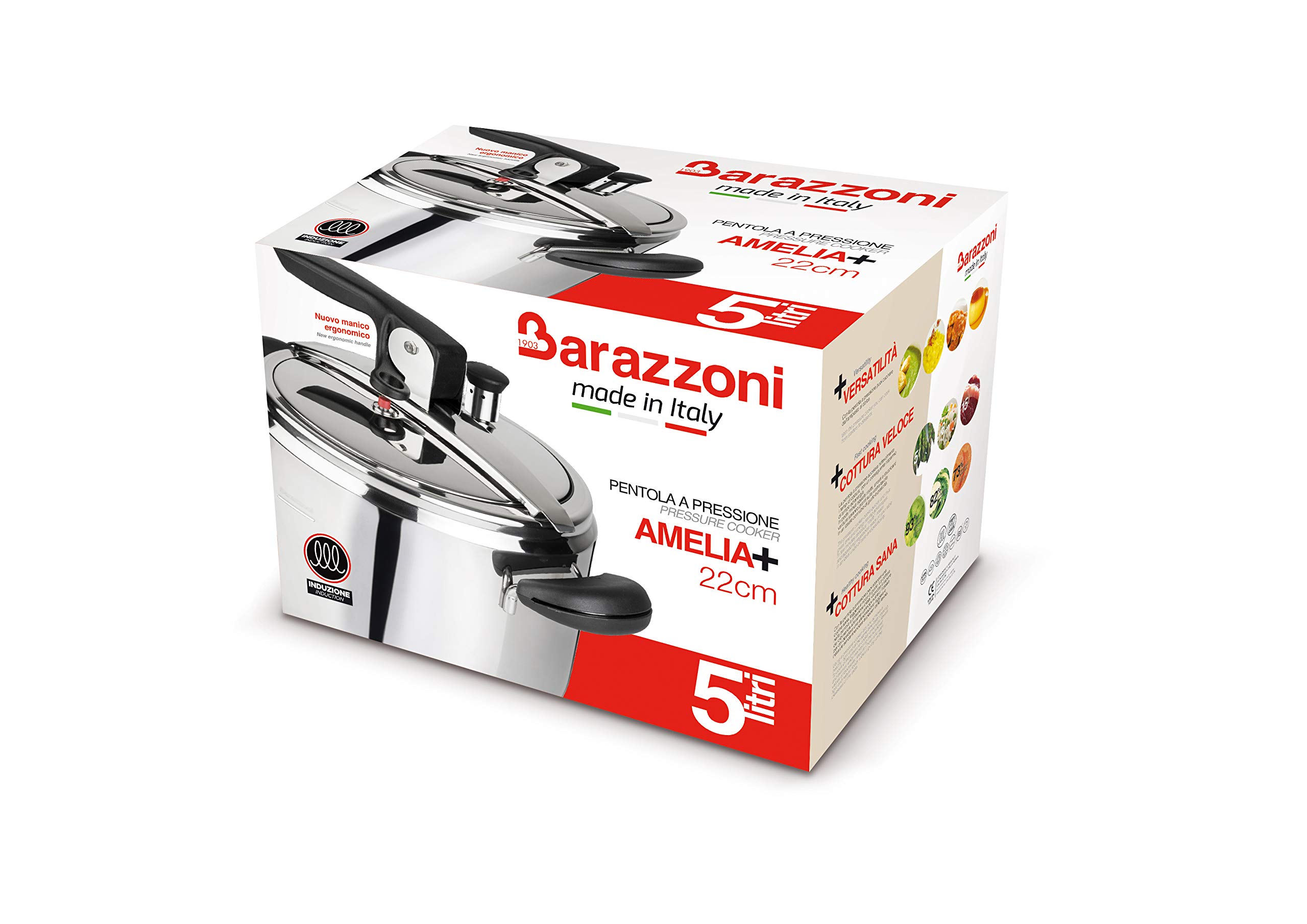 Barazzoni Amelia+ Pentola a pressione 12 L 26 cm inox induzione