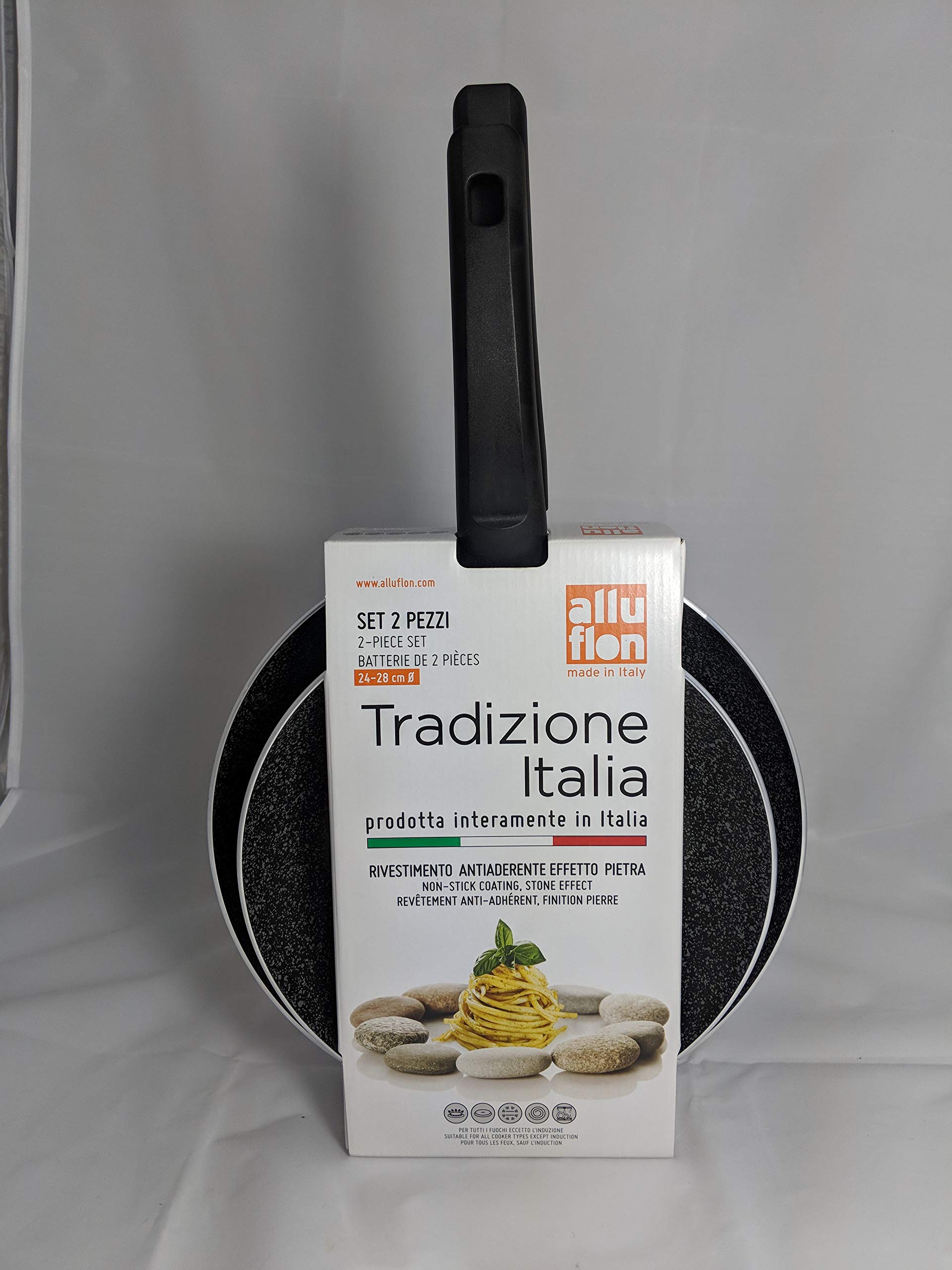 ALLUFLON Tradizione Italia Set Padelle 24-28 cm Antiaderenti Pietra