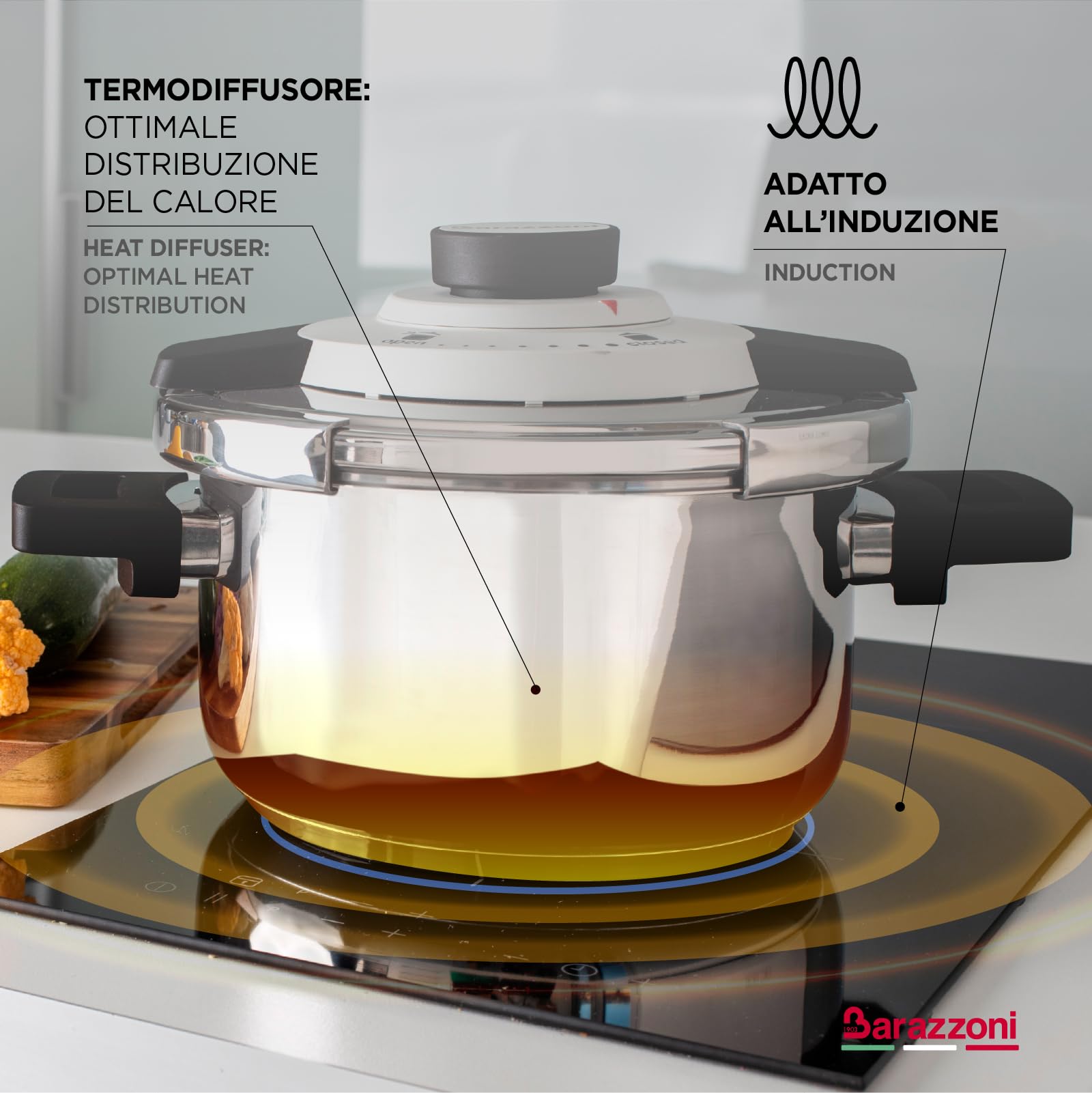 Barazzoni Facile Dual System pentola a pressione 6 lt ø 22 cm inox