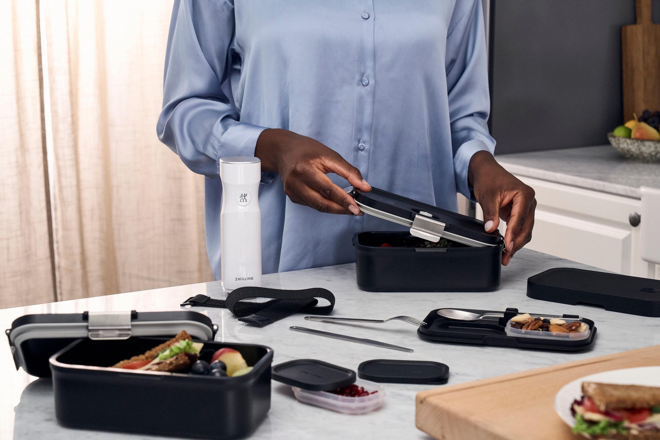 Zwilling Fresh & Save contenitore pranzo nero 800 ml con posate