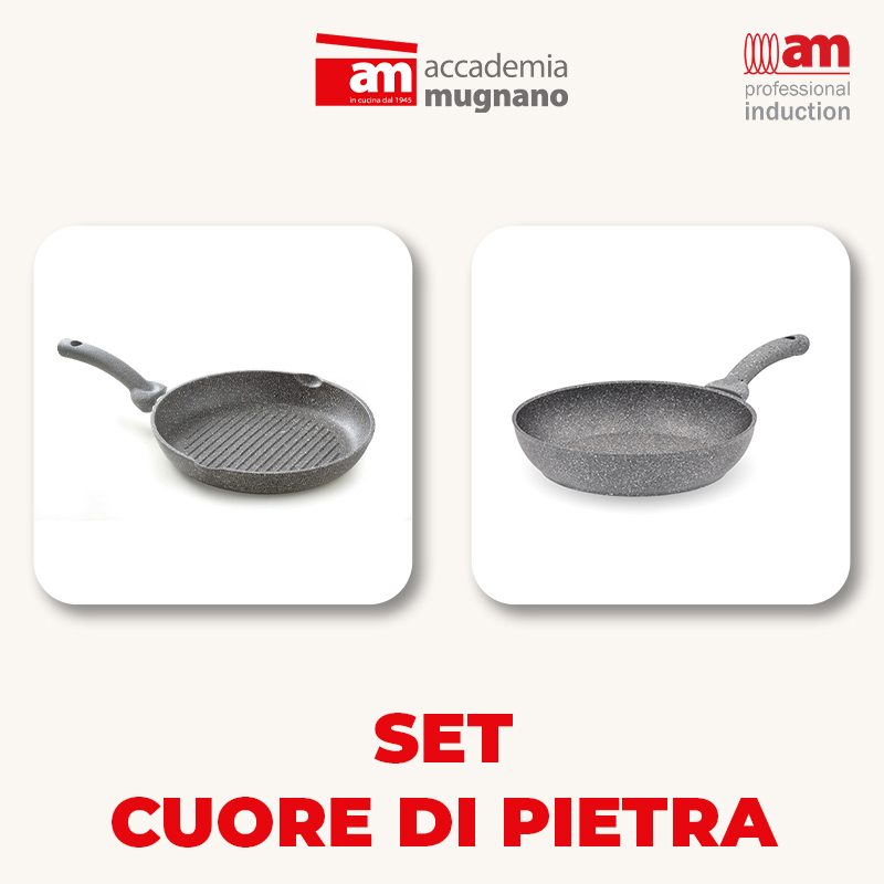 Accademia Mugnano Cuore di Pietra set padella + bistecchiera induzione