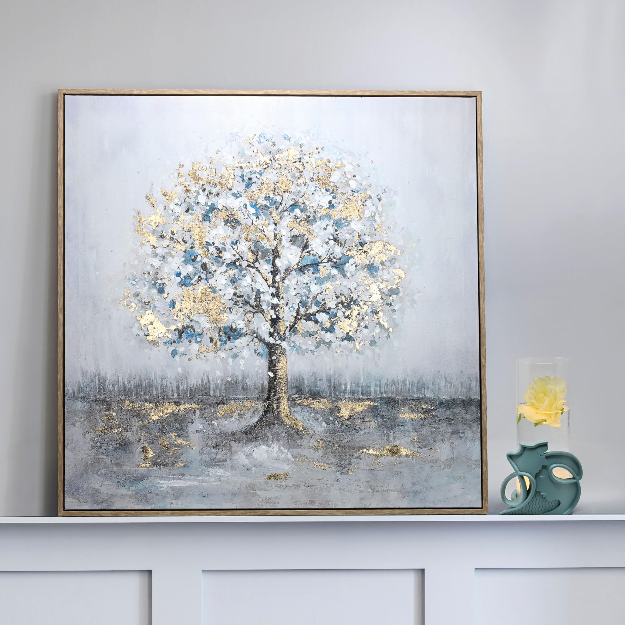 Wald Voilà Albero Quadro da Parete 100x100 cm Foglia Oro