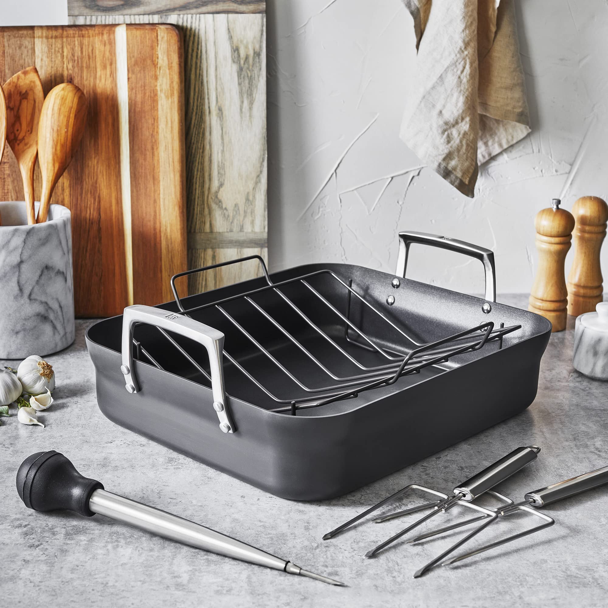 Zwilling Motion Rostiera Alluminio Antiaderente con Griglia