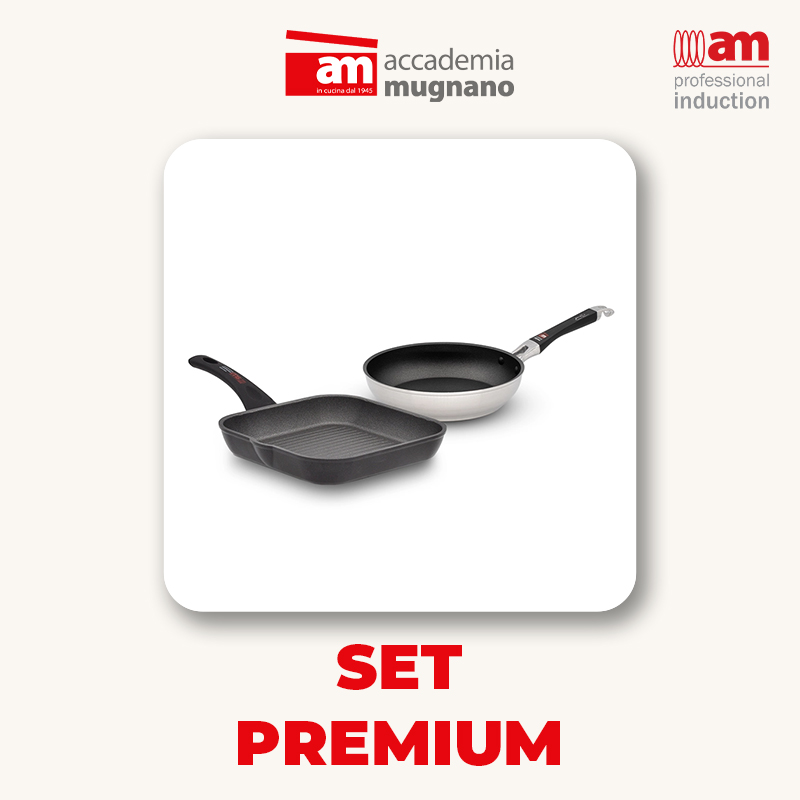 Accademia Mugnano Chef set padella 24 cm + griglia 24x24 antiaderente