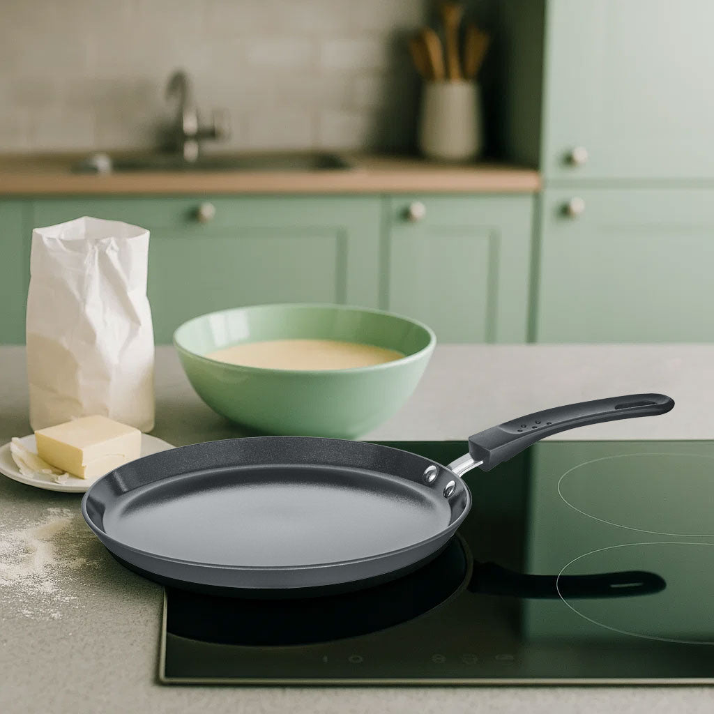 Berndes Crêpe Padella 24 cm con Rastrello Legno Antiaderente
