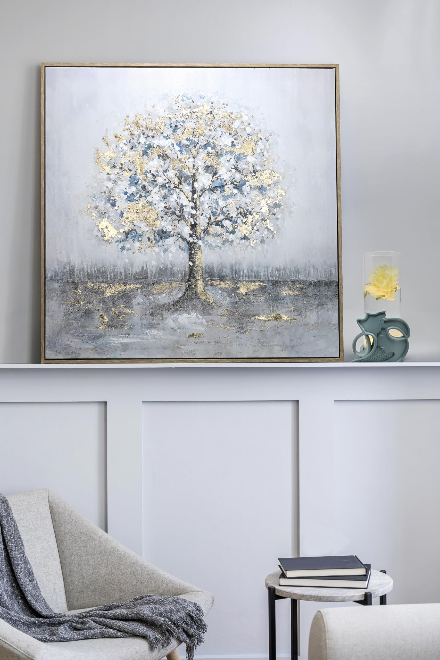 Wald Voilà Albero Quadro da Parete 100x100 cm Foglia Oro