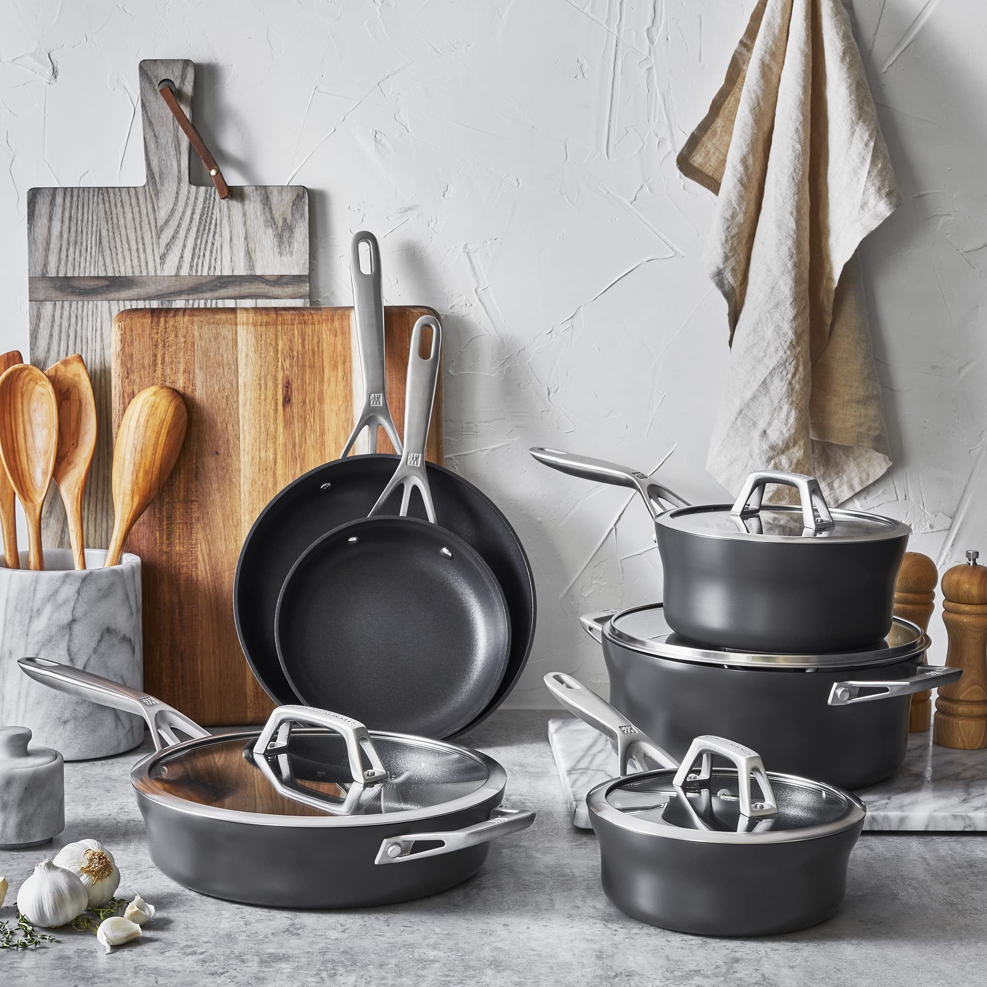 Zwilling Motion set 10 pentole antiaderenti grigio alluminio anodizzato