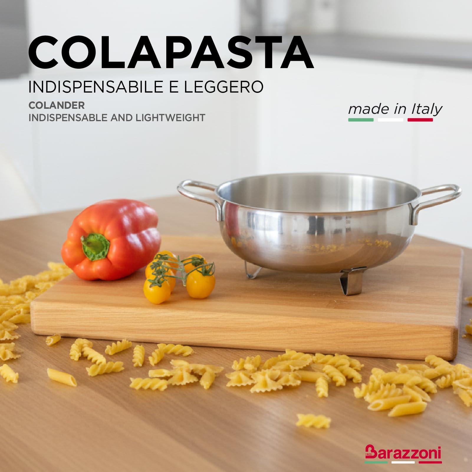 Barazzoni Speciali Scolapasta 22 cm acciaio inox 18/10 Italy