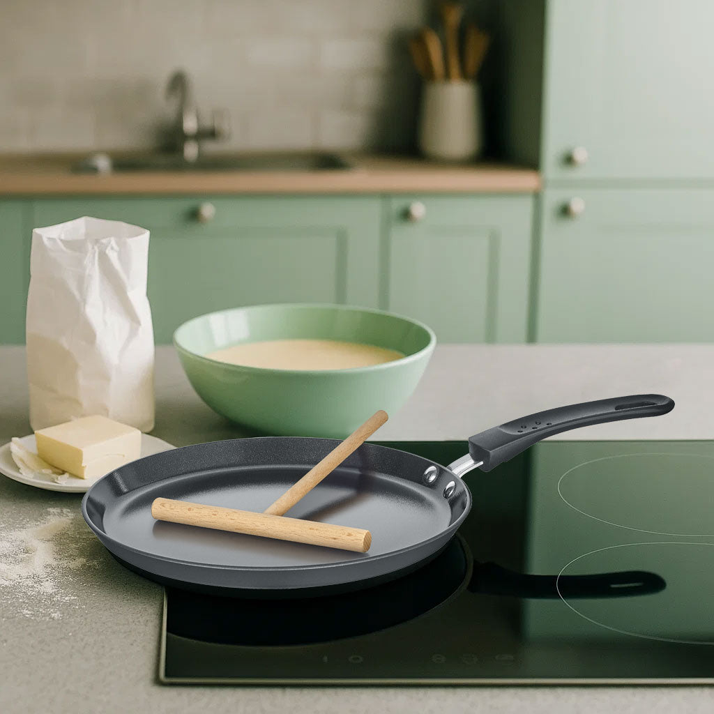 Berndes Crêpe Padella 24 cm con Rastrello Legno Antiaderente