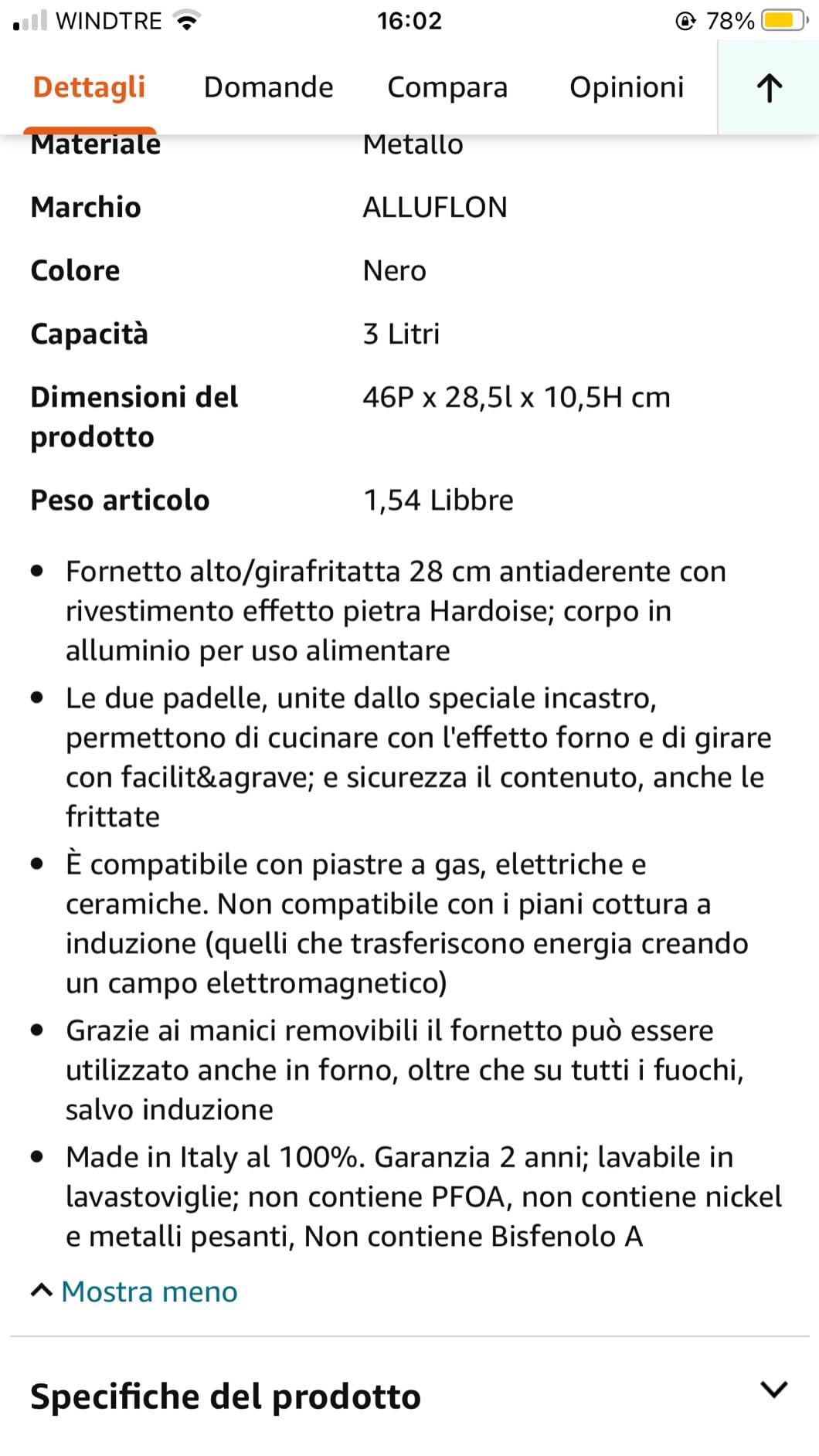 Alluflon Tradizione Italia Girafrittata Fornetto 26 cm Doppio