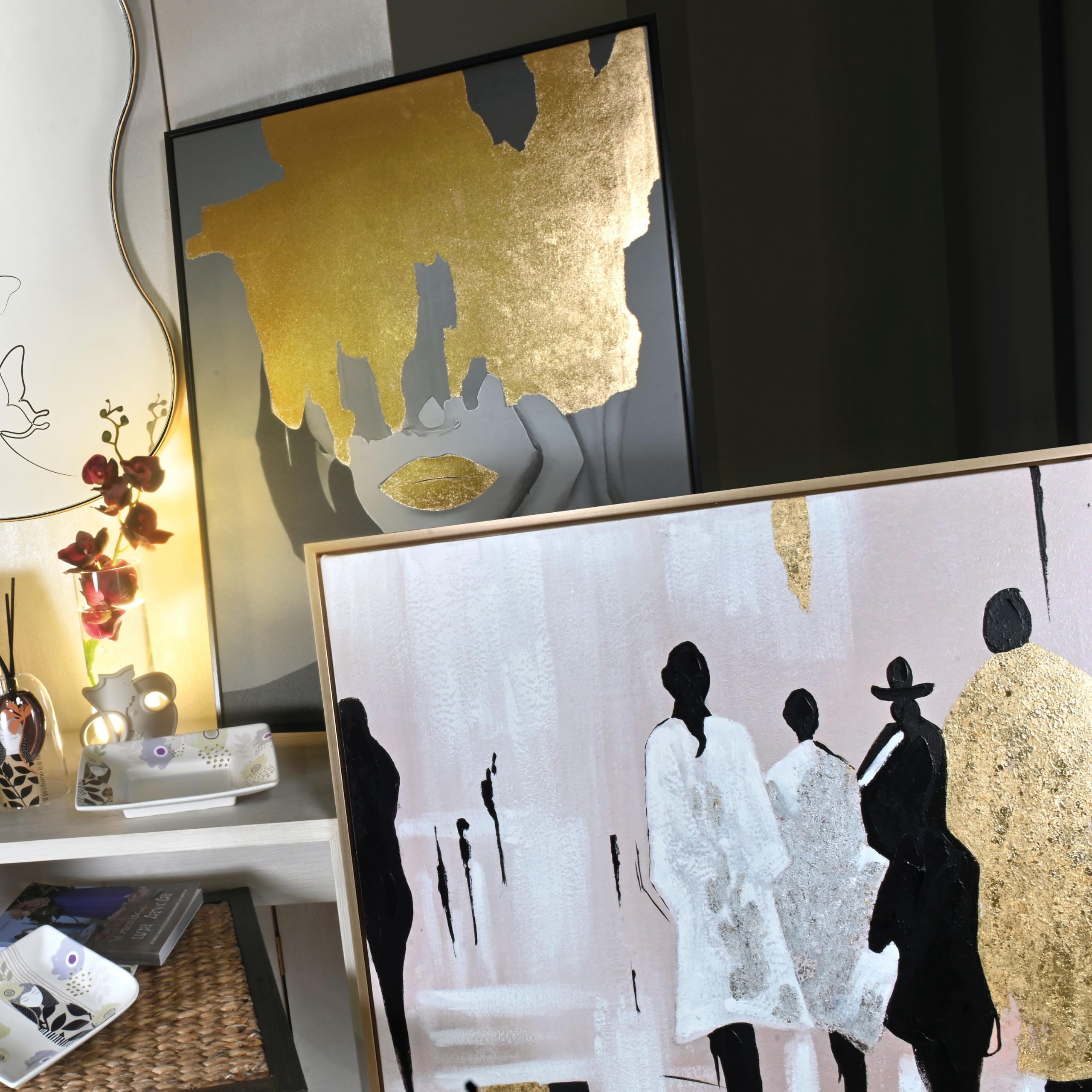 Wald Voilà quadro 80x80 Persone foglia oro con cornice