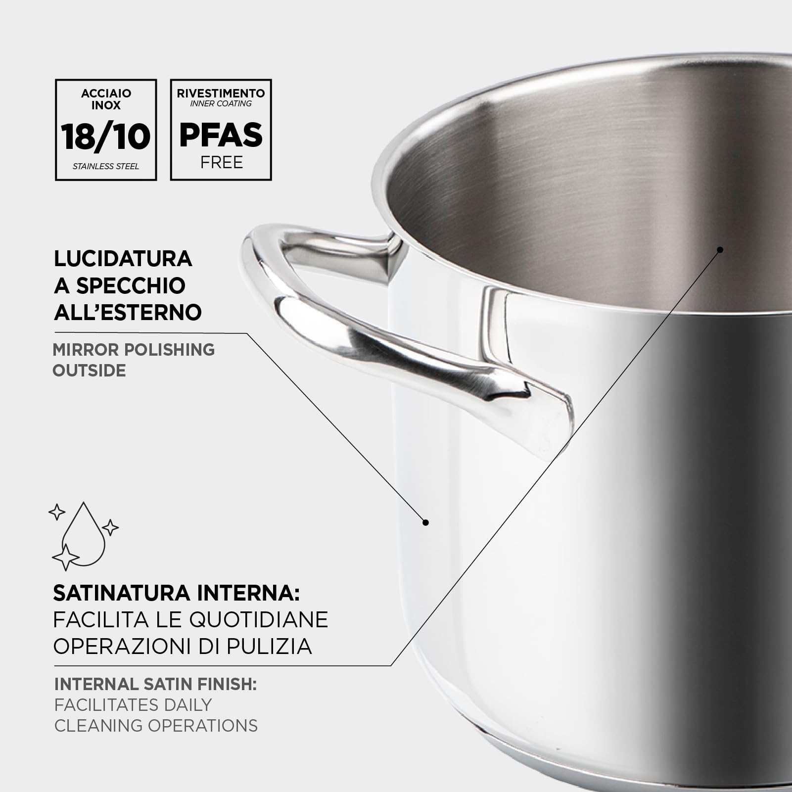 Barazzoni Chef Line Casseruola 22 cm 3,8 L Acciaio Induzione