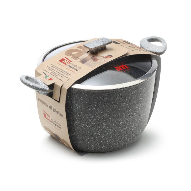 Accademia Mugnano Regina Pietra pentola 26cm coperchio vetro induzione