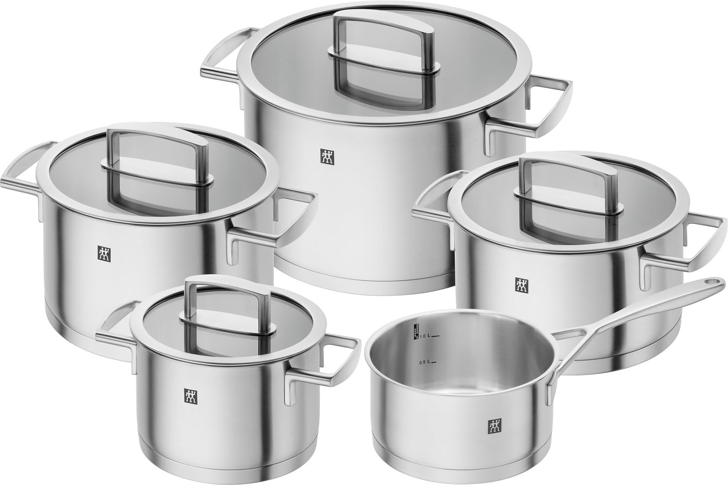 Zwilling Vitality batteria pentole inox 5 pezzi vetro
