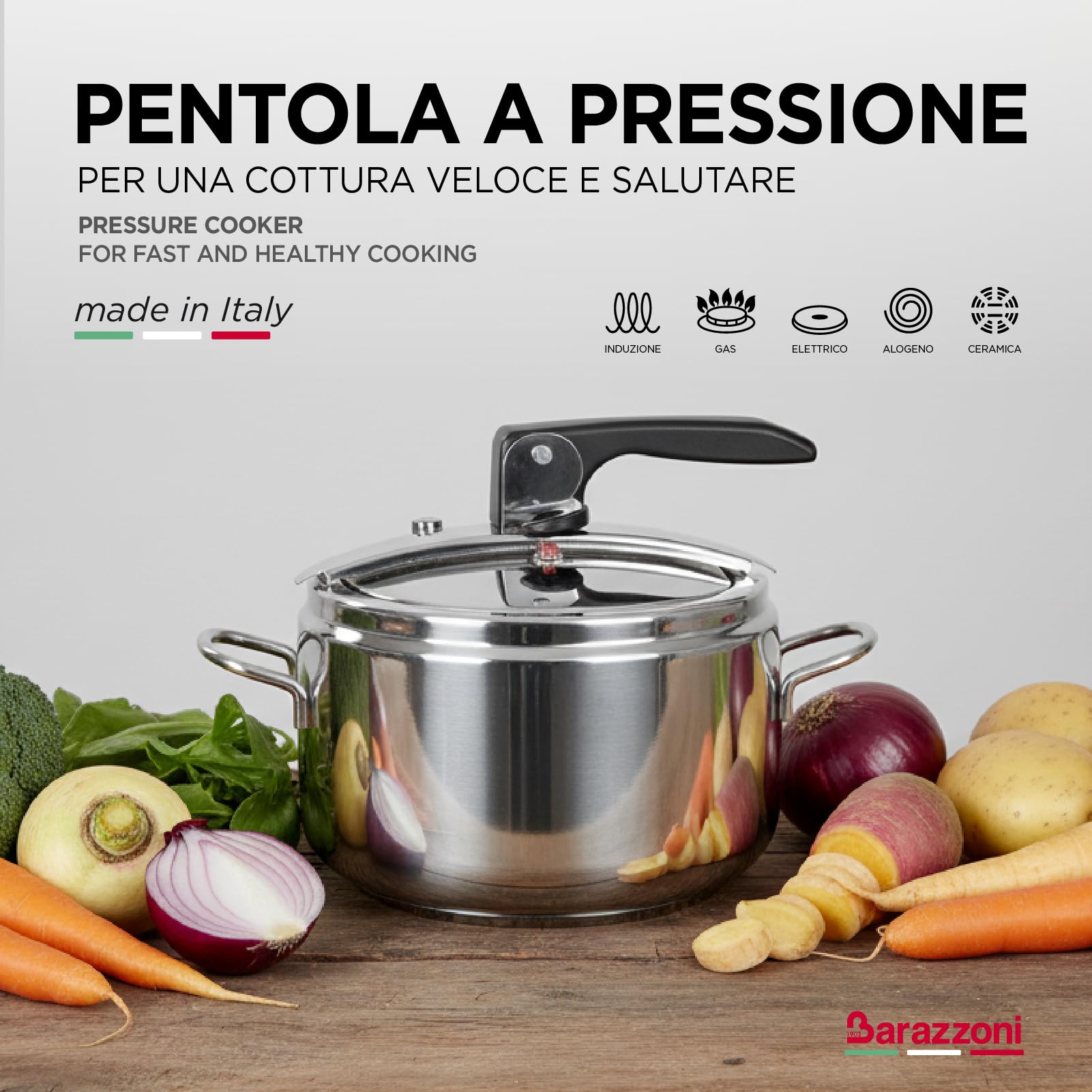 Barazzoni Basic pentola a pressione 5 litri acciaio inox