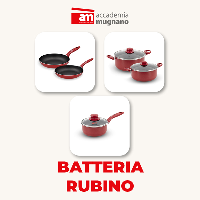 Accademia Mugnano Rubino batteria pentole 8 pezzi rossa