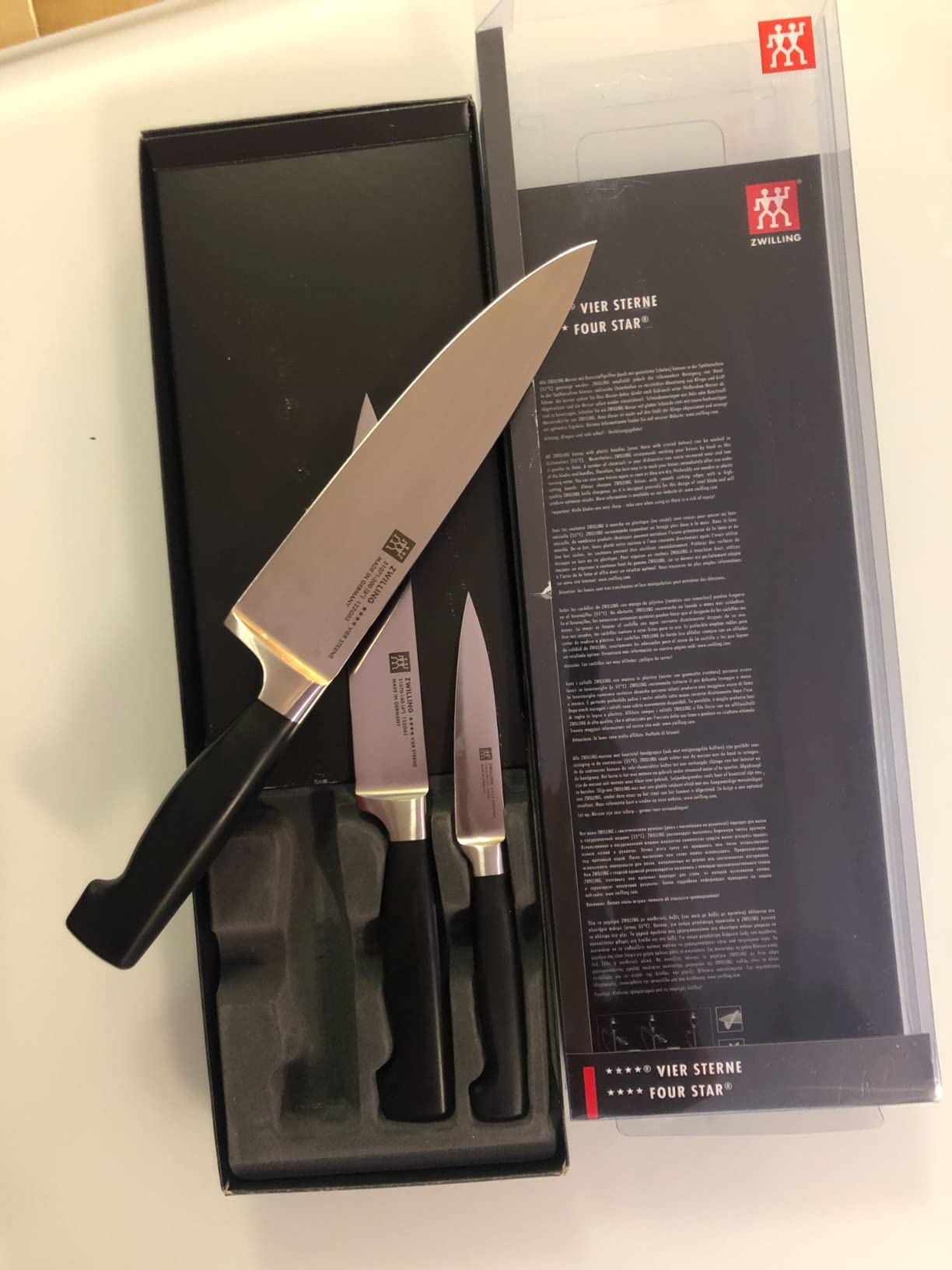 Zwilling Vier Sterne Set 3 Coltelli Cucina Chef 10/16/20 cm