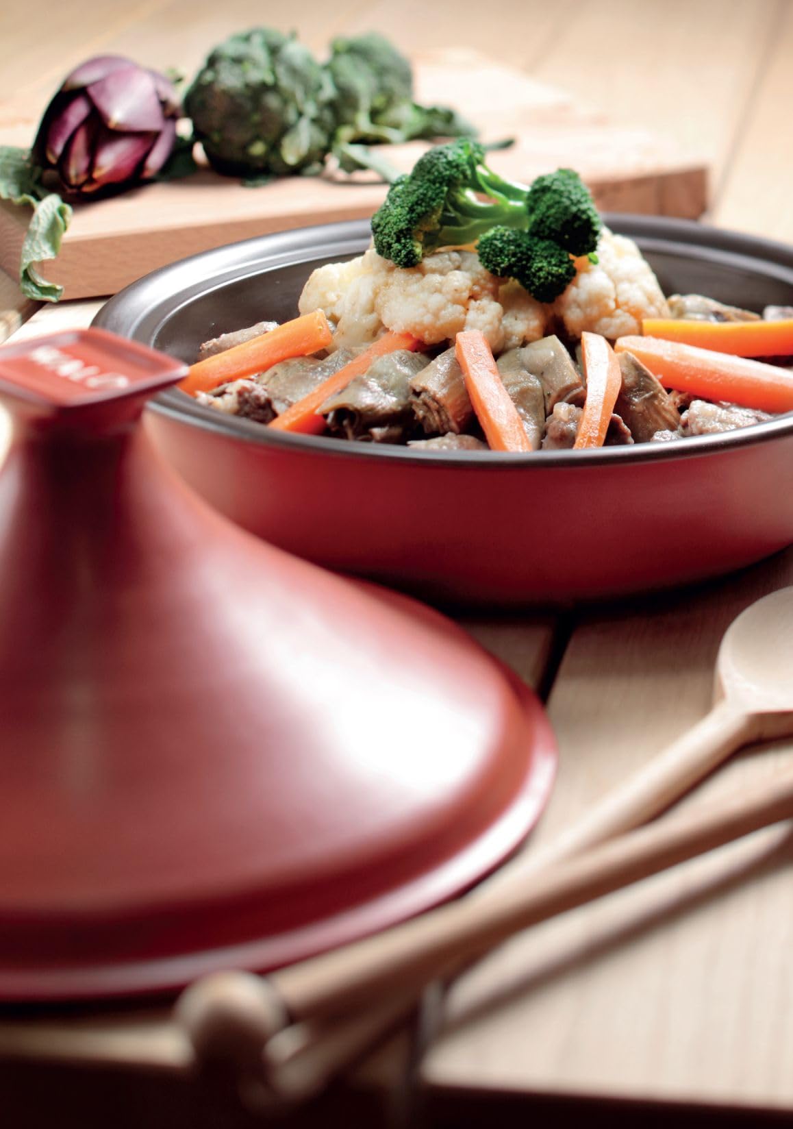 Wald Cottura tajine argilla rossa 31,5 cm pentola lenta