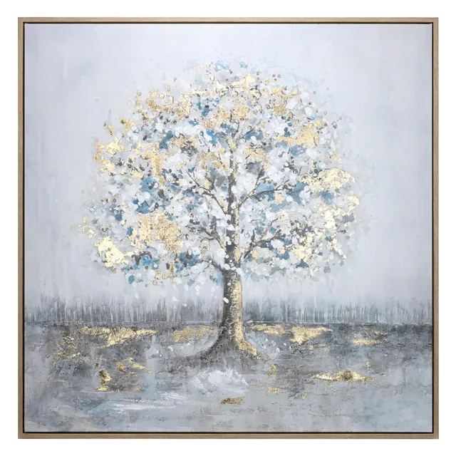 Wald Voilà Albero Quadro da Parete 100x100 cm Foglia Oro
