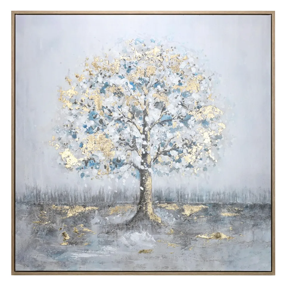 Wald Voilà Albero Quadro da Parete 100x100 cm Foglia Oro